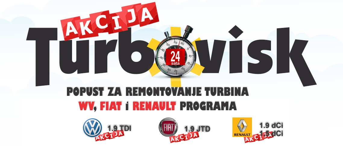 Popust za popravku 1.9 TDI, 1.9 JTD, 1.5 DCI i 1.9 DCI turbina